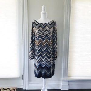 Chevron Striped Shift Fall Dress